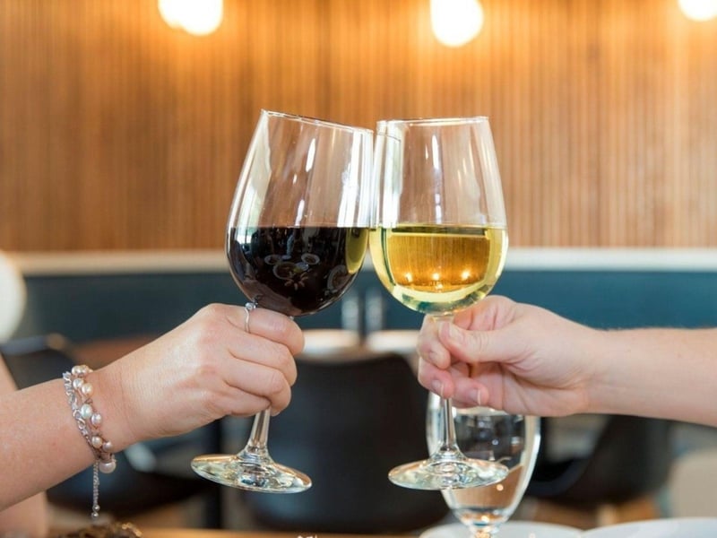 Two wine glasses from Saltwater Grill