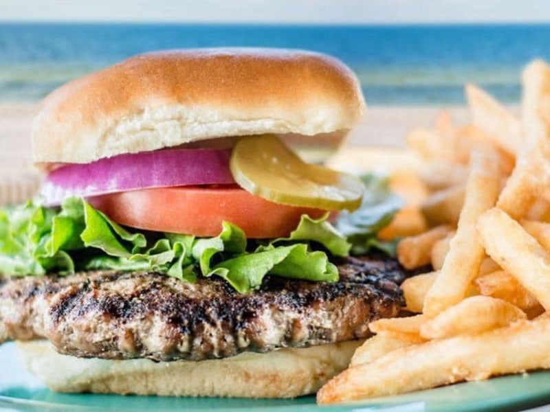 A burger and fries from Schooners