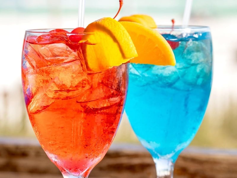Two cocktails from Schooners in Panama City Beach, Florida