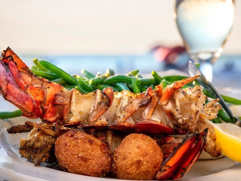 Fresh lobster and hushpuppies with green beans