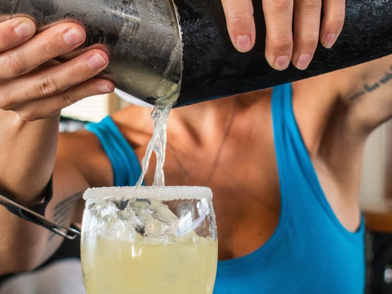 A freshly shaken margarita from Schooners