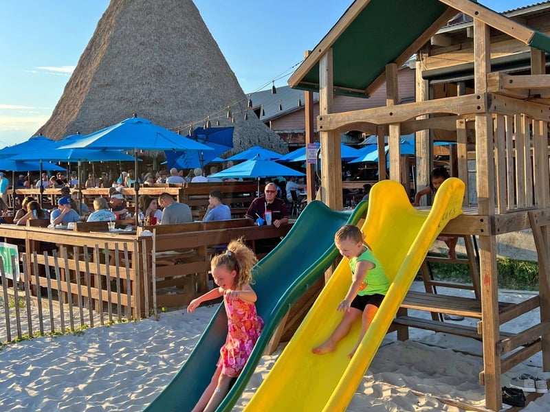 The Pirate Ship Playground at Sharkys Beachfront Restaurant in Panama City Beach, Florida