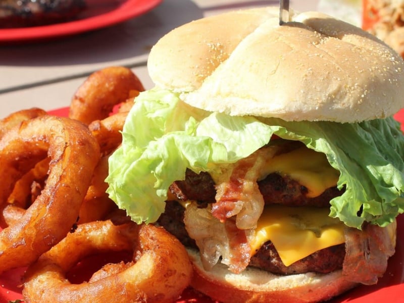 The Schuckums Burger at Shuckums Oyster Pub  Grill