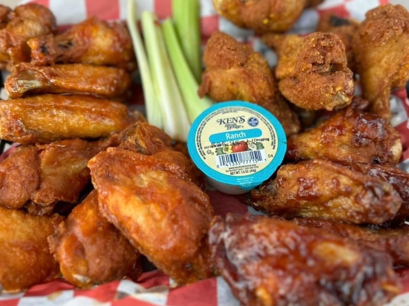 Deep fried chicken wings with ranch or bleu cheese