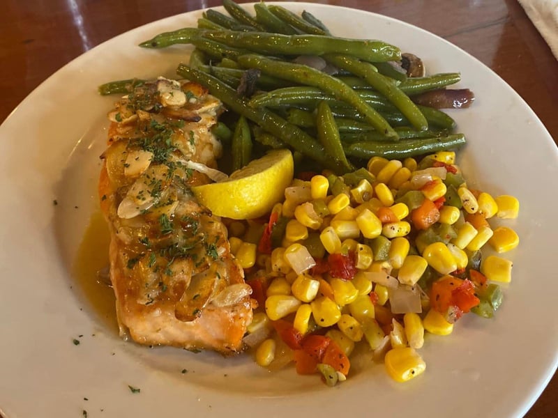 The Salmon almondine lunch special