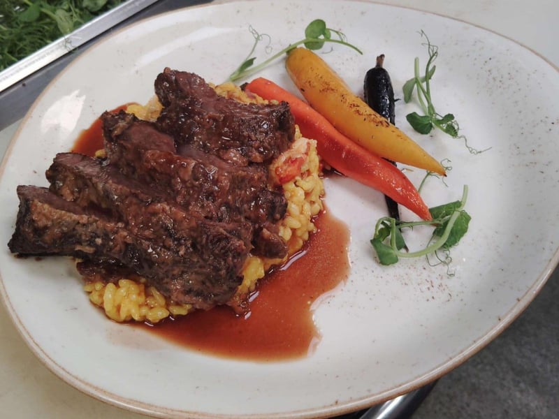 The smoked beef cheek with a red wine bordelaise at The Grand Marlin of Panama City Beach, Florida