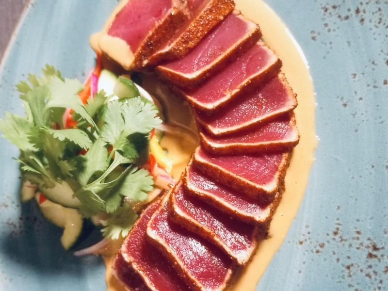 Seared bluefin tuna from The Grand Marlin of Panama City Beach, Florida