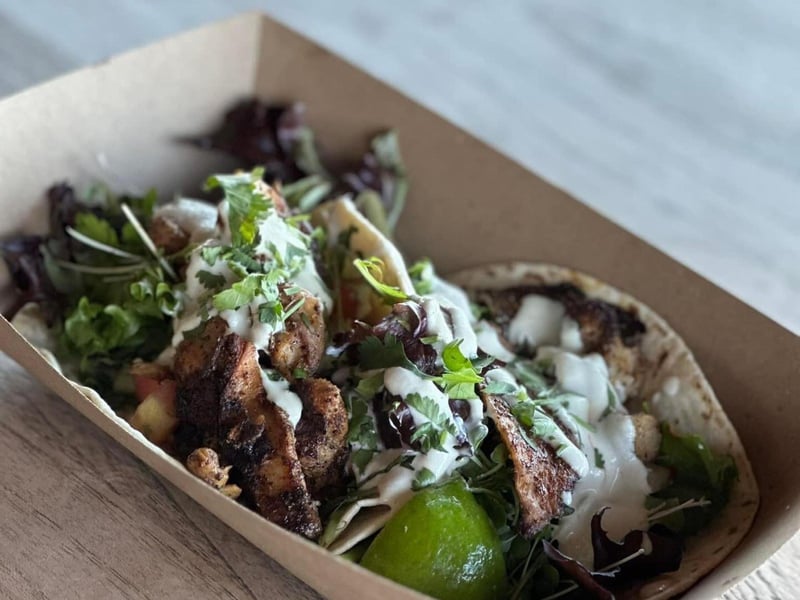 Mushroom tacos at Finns Island Style Grub