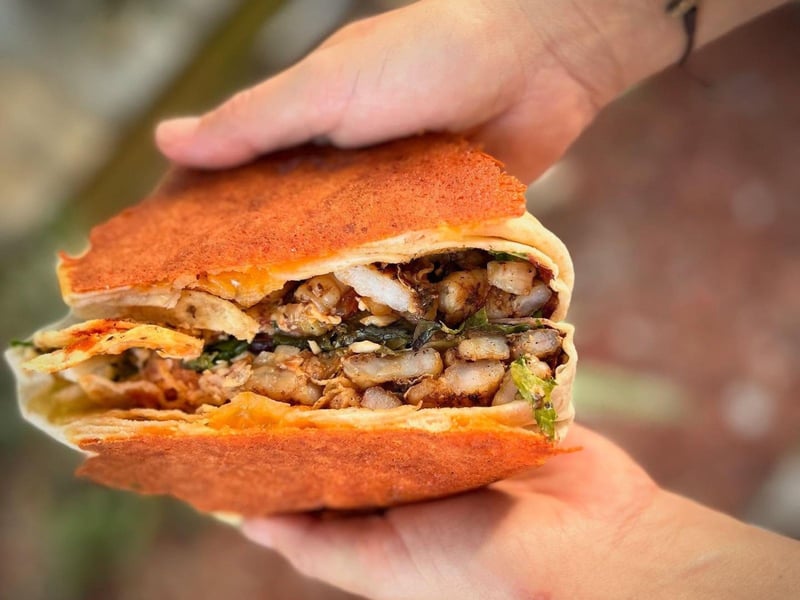 The shrimp crunch wrap at Finns