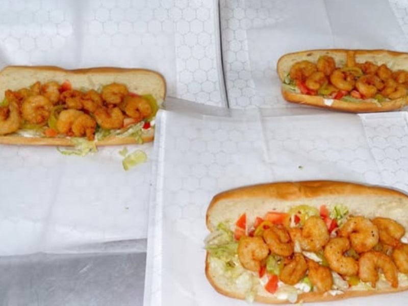 The shrimp sub on steamed French bread
