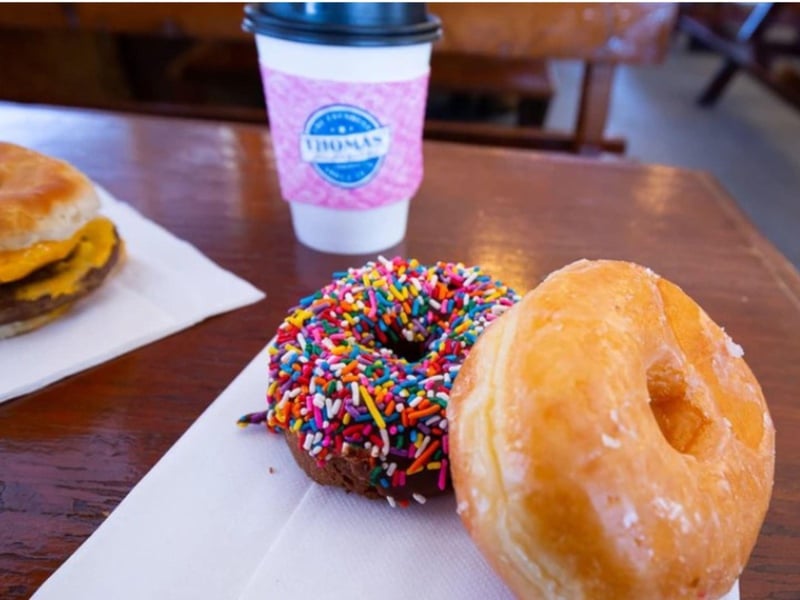 The glazed and chocolate glazed donuts