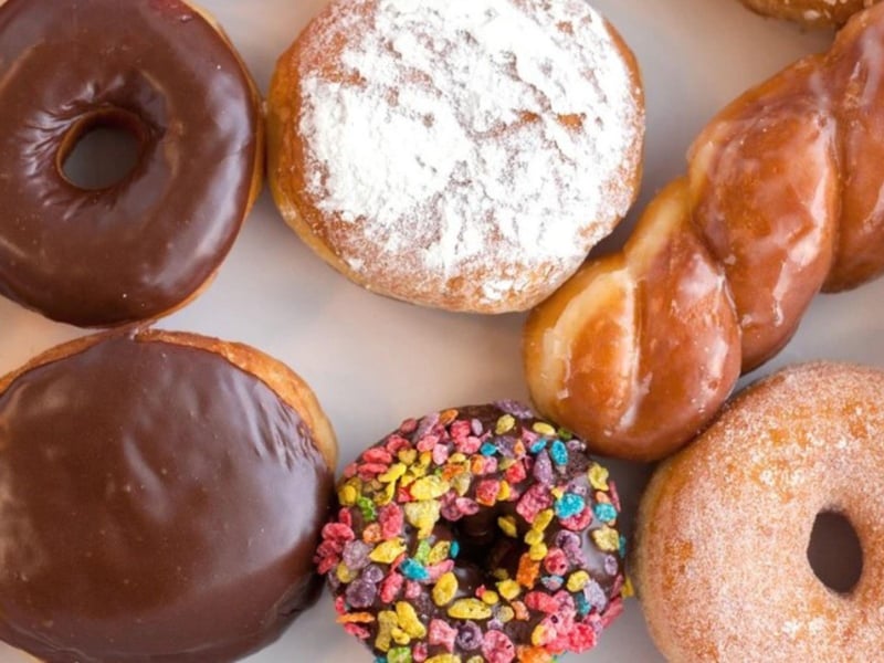 Half a dozen donuts at Thomas Donut  Snack Shop in Panama City Beach, Florida