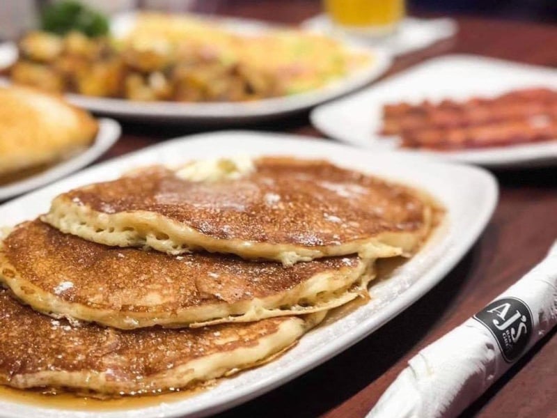 Pancakes and brunch food at AJs on the Bayou in Fort Walton Beach, Florida