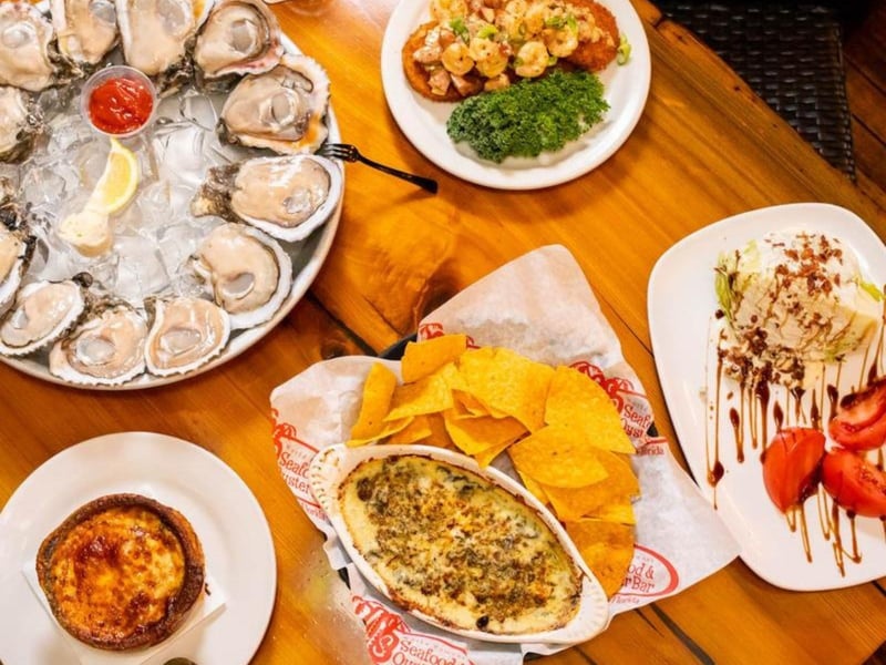 A table with plates at AJs on the Bayou in Fort Walton Beach, Florida