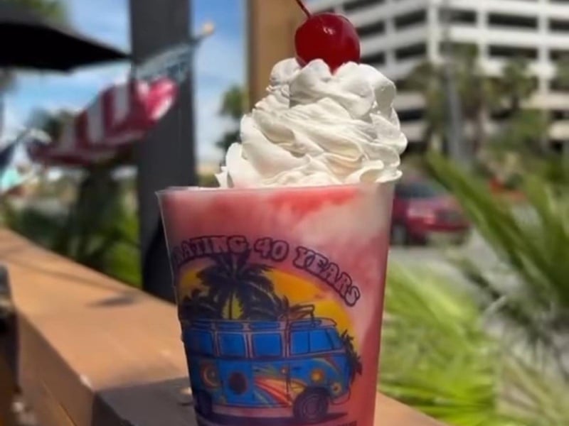 A frozen daquiri with whipped cream from AJs Oyster Shanty on Okaloosa Island