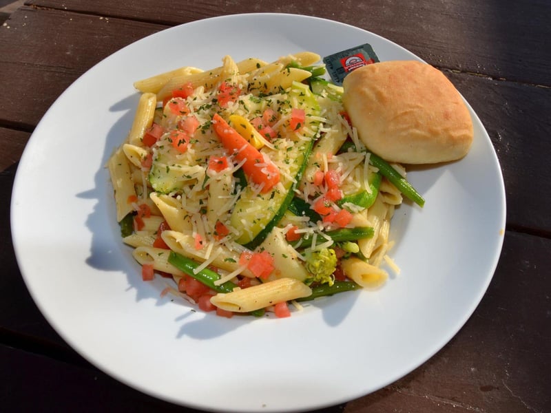 The pasta primavera at Anglers Beachside Bar and Grill