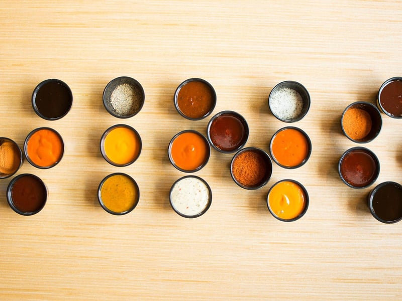 A variety of sauces from Buffalo Wild Wings