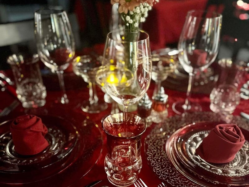 A set dining table at Flambe After Dark