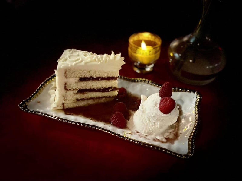 Cake and ice cream from Flambe After Dark in Fort Walton Beach, Florida