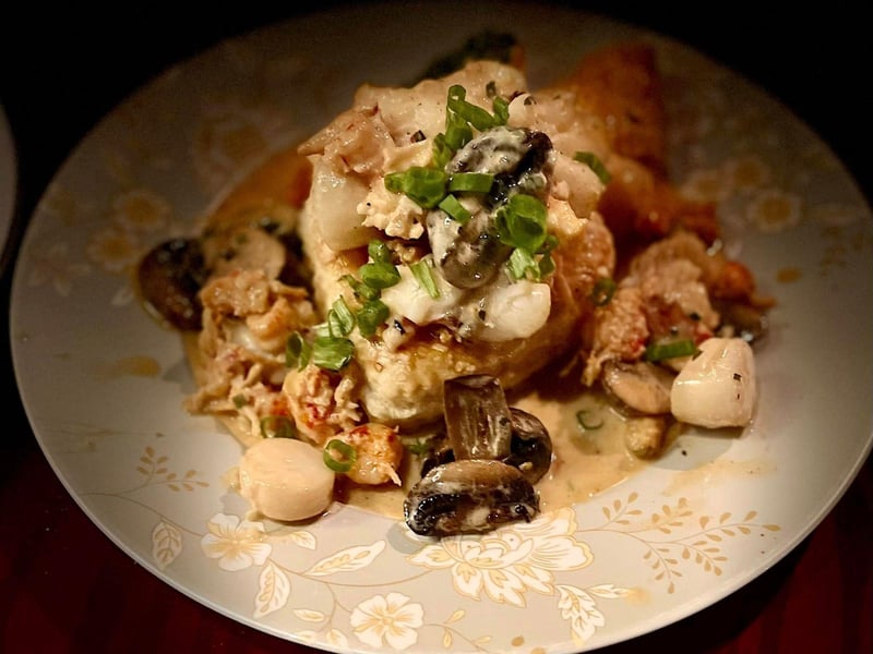 A seafood dish at Flambe After Dark in Fort Walton Beach, Florida