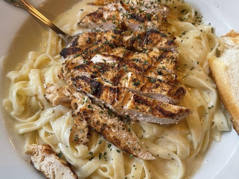The fettuccini alfredo at Old Bay Steamer in Fort Walton Beach, Florida