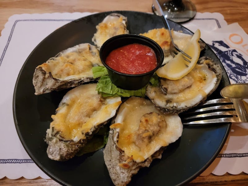 Half a dozen baked oysters