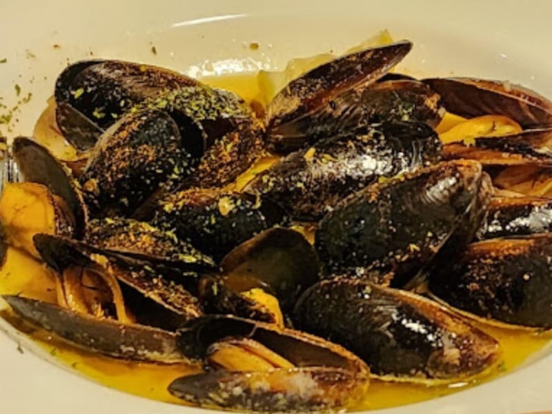 Steamed mussels from Old Bay Steamer