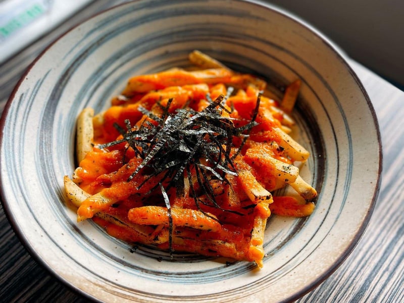 Mentaiko fries with black garlic and truffle from Soi Bistro