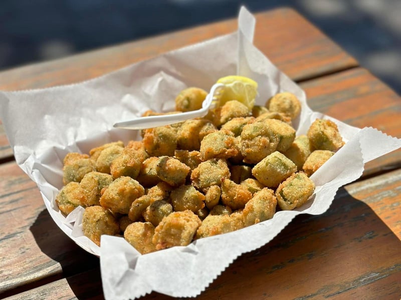 Fried okra at Stewbys Seafood Shanty