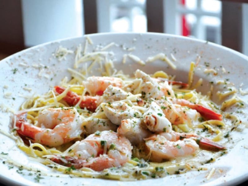 Crab and shrimp linguine at the Crab Trap in Fort Walton Beach, Florida