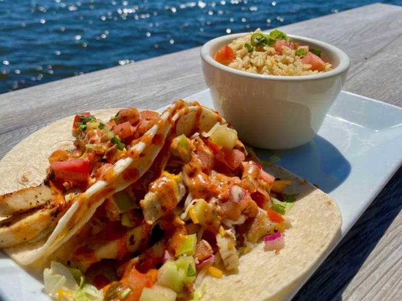 Grilled chicken tacos with rice from The Shack in Fort Walton Beach, Florida