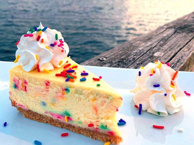 A birthday cheesecake at The Shack in Fort Walton Beach, Florida