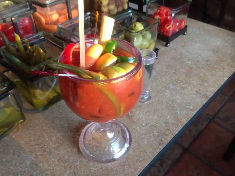 A bloody mary at Asiagos Skillet in Fort Walton Beach, Florida