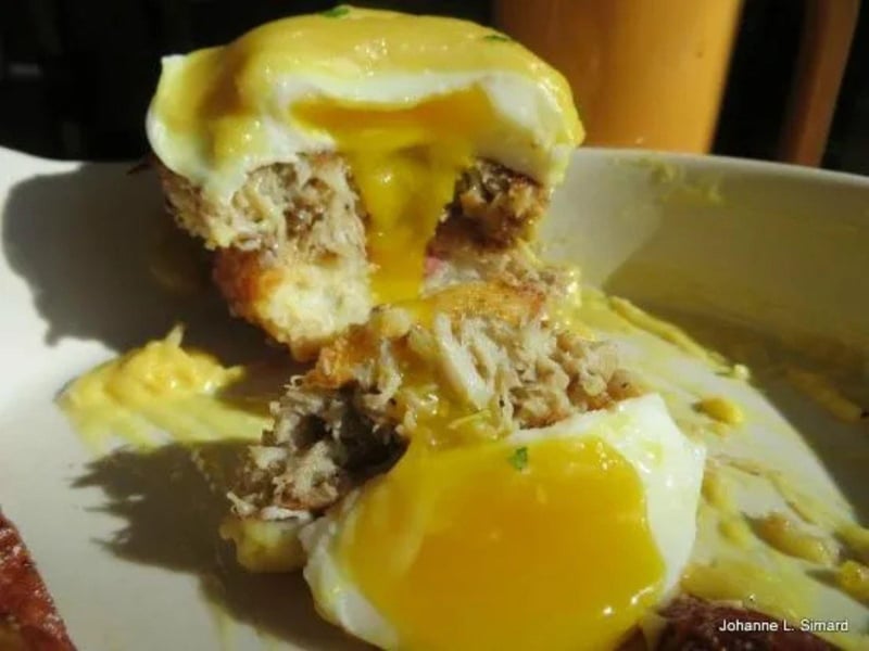 The Crab Cake Benny at Asiagos Skillet