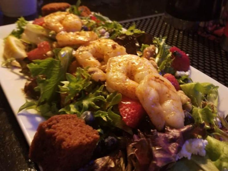A salad with shrimp from Jake  Henrys in Fort Walton Beach, Florida