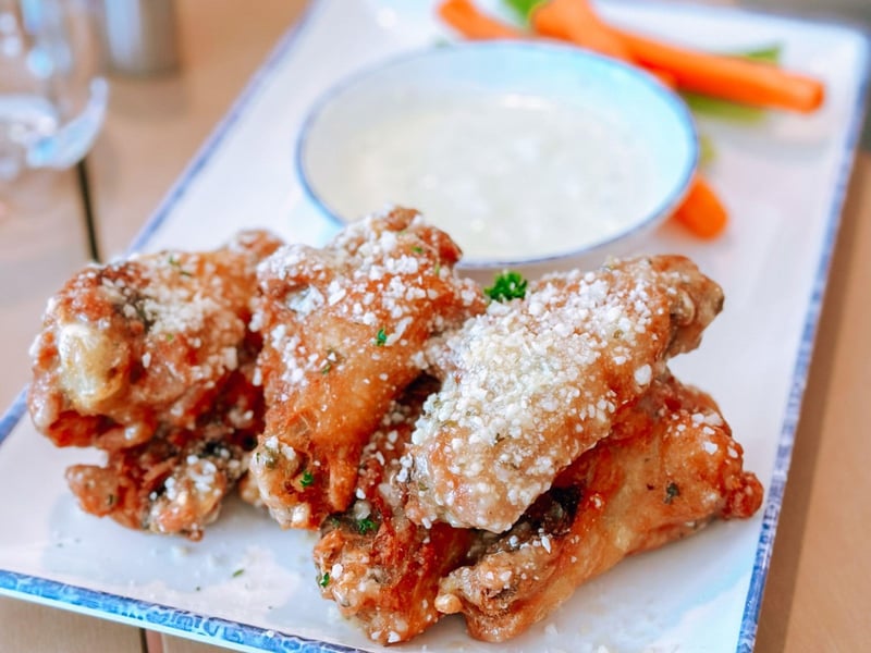 Wings served with blue cheese