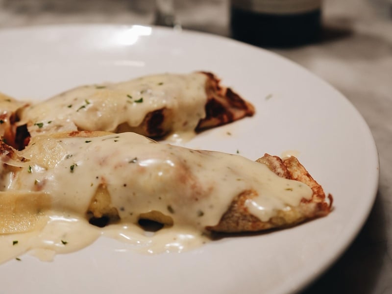 Savory crepes with a creamy sauce from Clemenzas in Fort Walton Beach, Florida