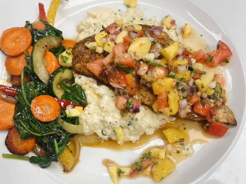 Blackened cobia over lemon risotto from Clemenzas in Fort Walton Beach, Florida