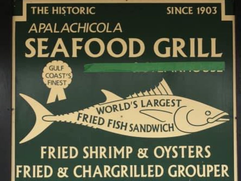 The sign at Apalachicola Seafood Grill