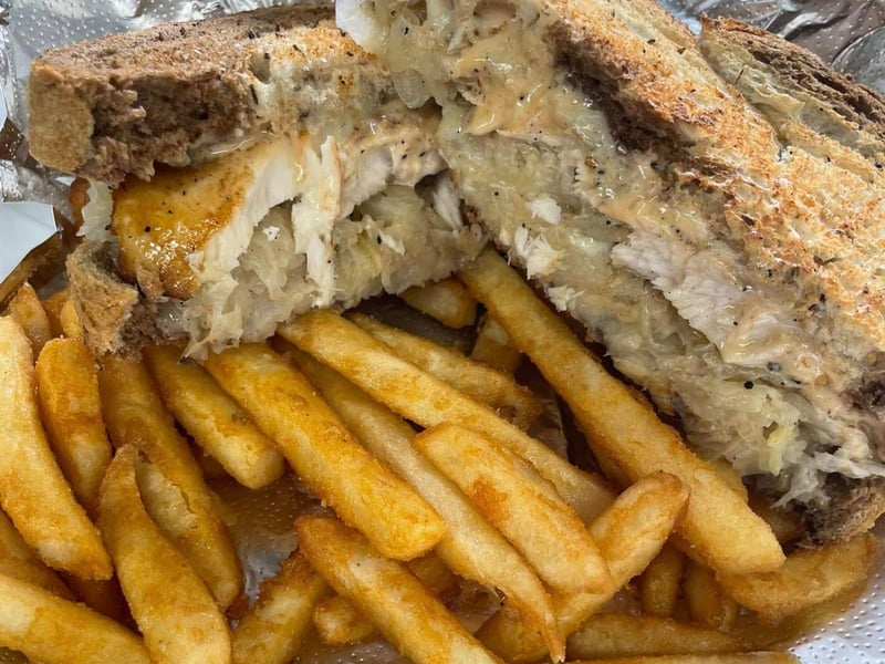 The mahi reuben from Tamaras On the Go in Apalachicola, Florida