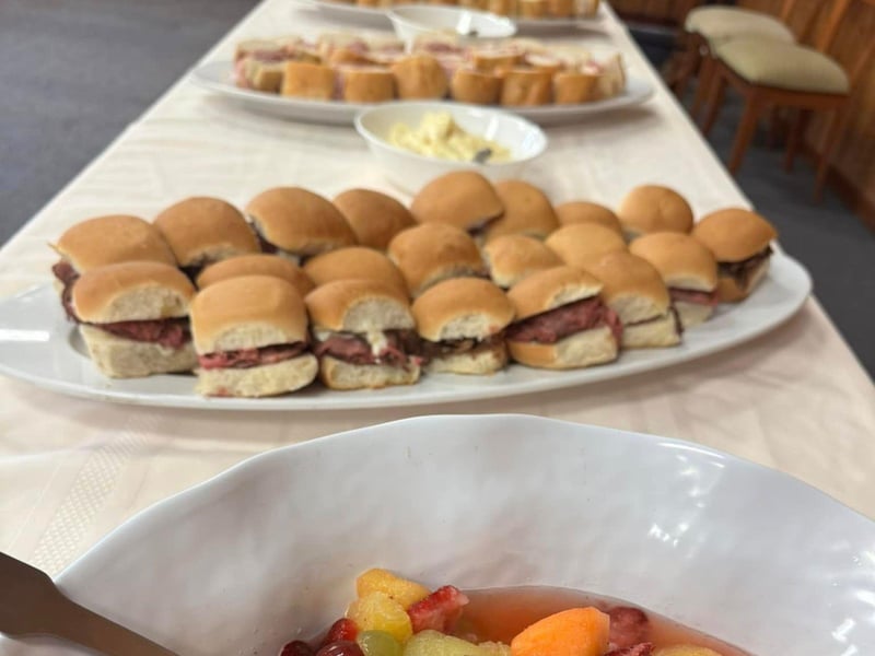 A catering platter of sliders from Tamaras On the Go