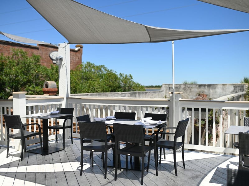 Outdoor dining at the Owl Cafe in Apalachicola, Florida