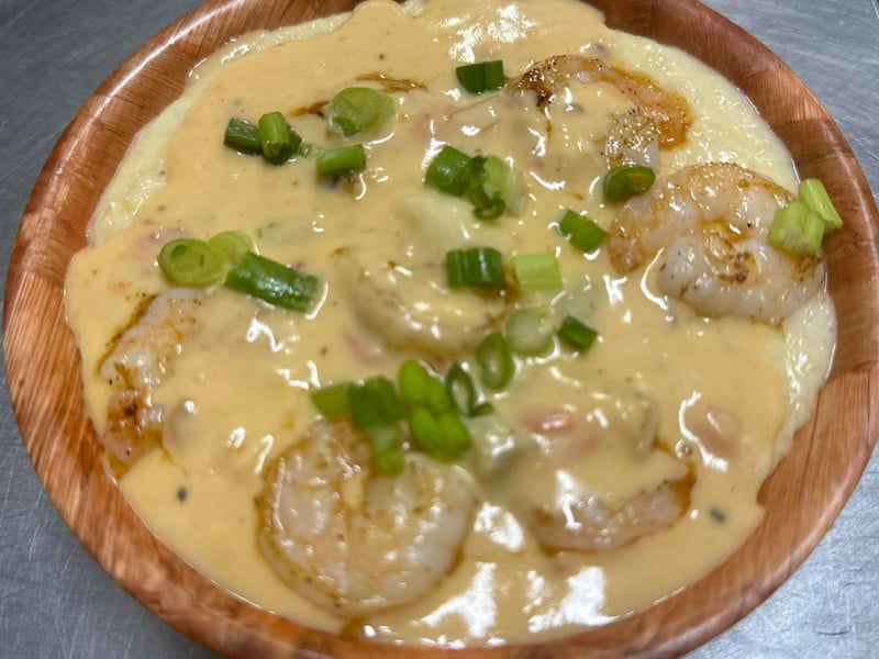 Shrimp and Grits at The Station Raw Bar