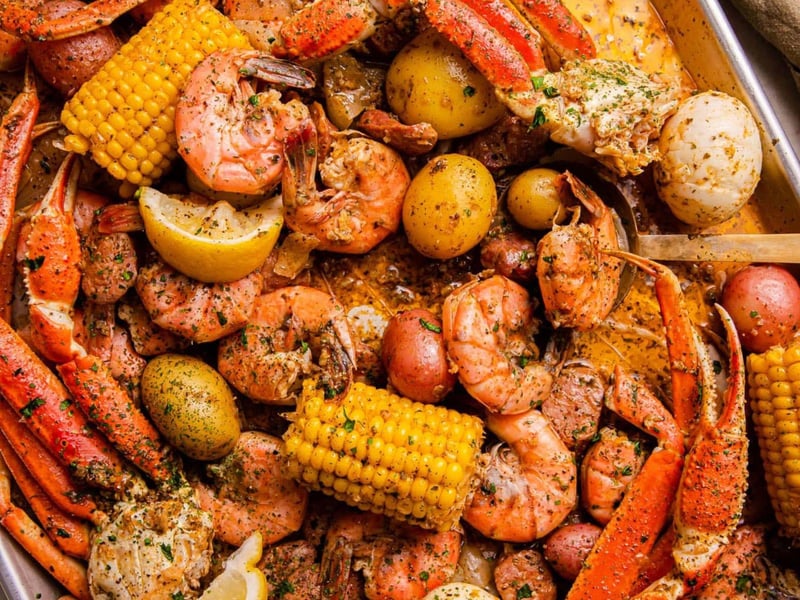 The Sunday special low country boil at Half Shell Dockside