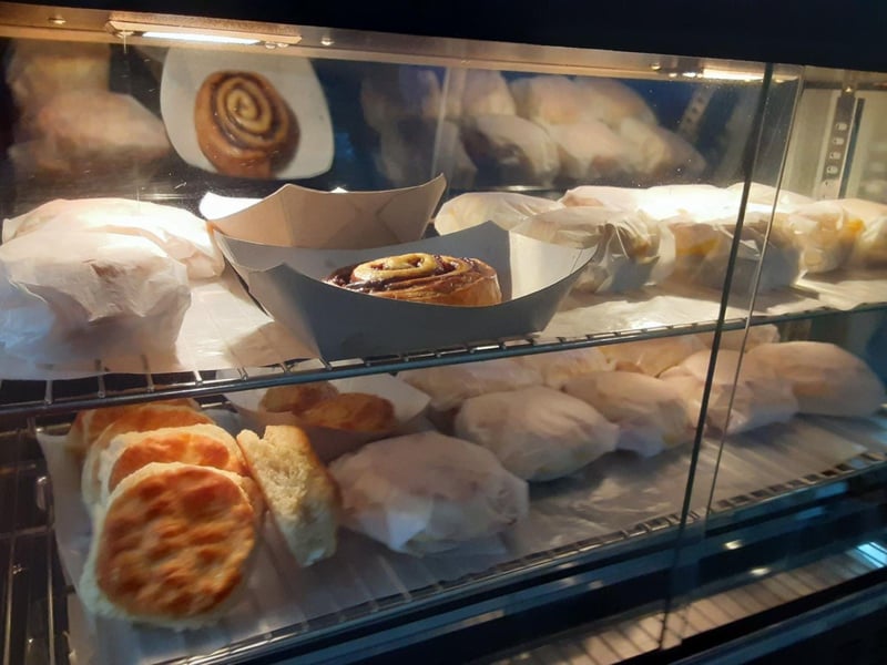 The display case at The Biscuit Factory