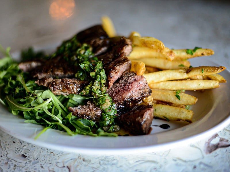 The grilled flat iron steak