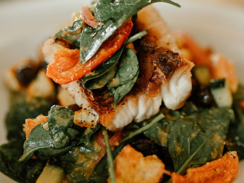 Red snapper with cornbread panzanella