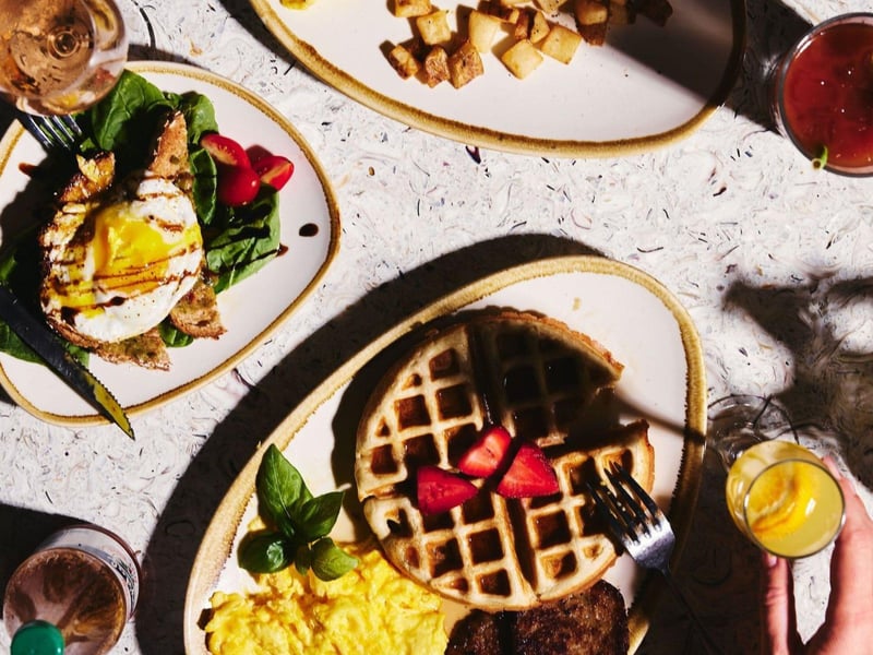 A breakfast spread at The Franklin Cafe in Apalachicola, Florida