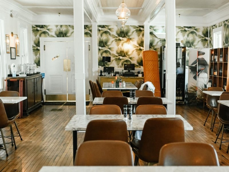 The dining room at The Franklin Cafe in Apalachicola, Florida