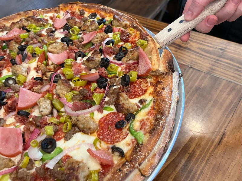 The kitchen sink pizza from LongBills on Cape San Blas